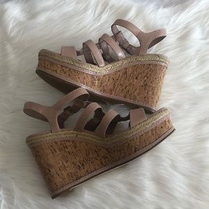 Vince Camuto Serafina Nude Open Toe Wedges